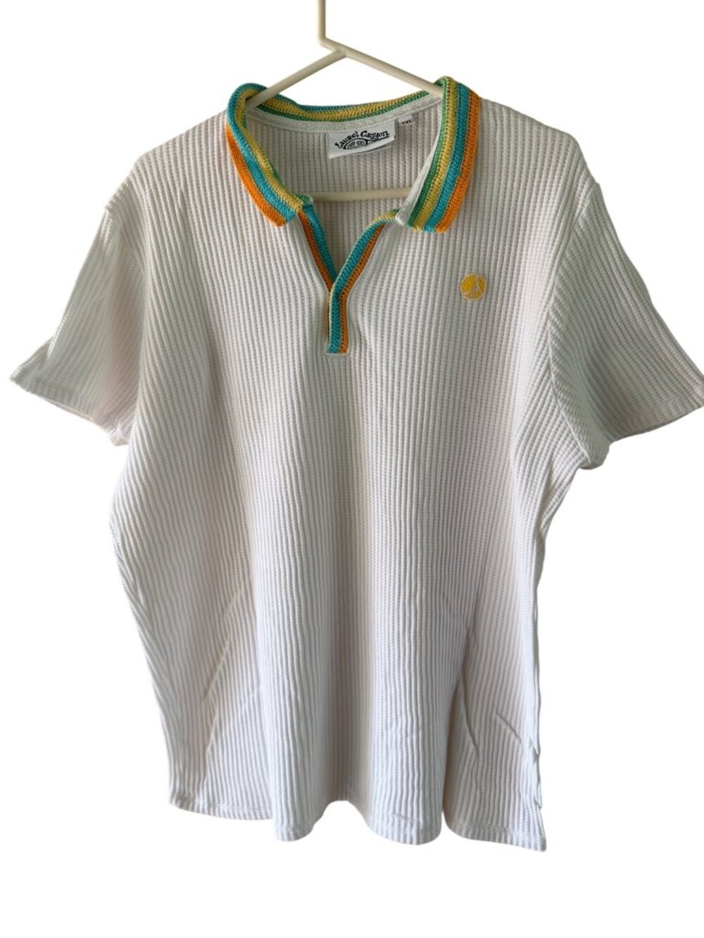 Laurel Canyon Mens Crochet Polo Size XXL White Cotton Knit Ribbed Soft Casual - Picture 12 of 12